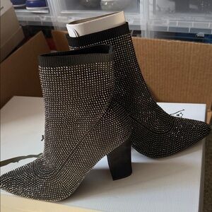 Elegant Black Rhinestone Ankle Boots